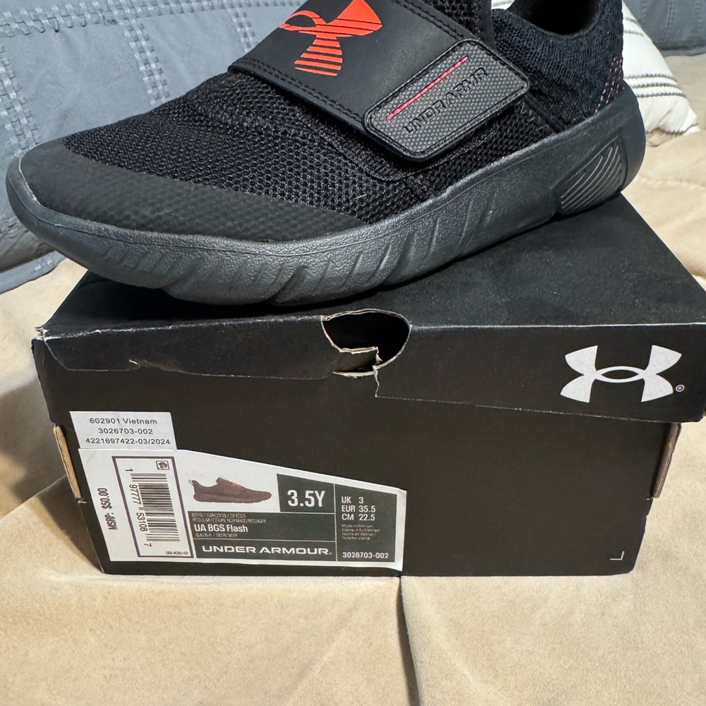 Under Armour Kids Black and Red Sneakers
